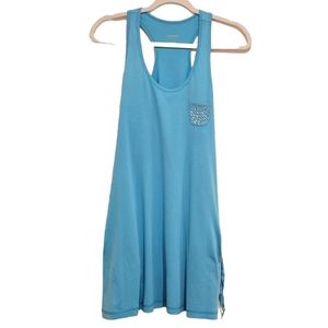 2/$18 Calvin Klein Performance Racerback Loose Tank Top Long Dress Blue Athletic